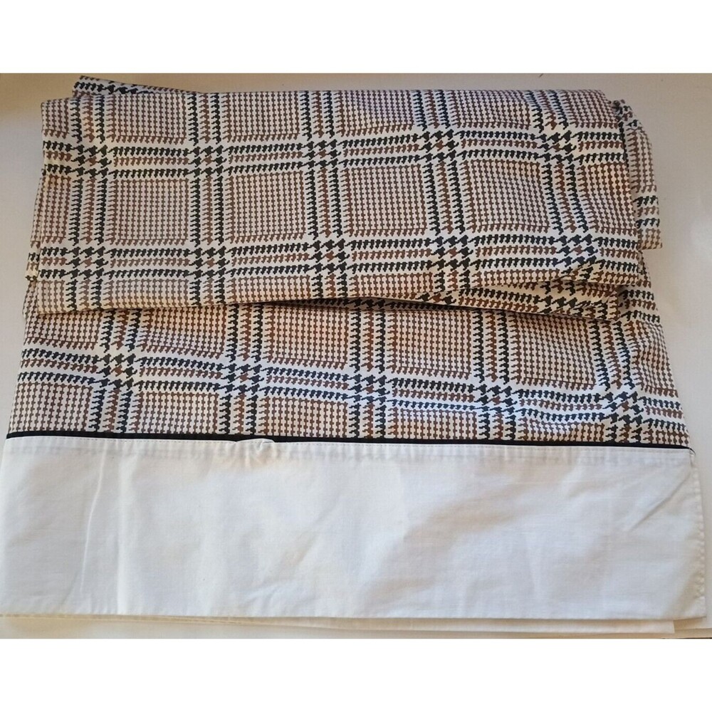 VTG Sheet Wondercale Springmaid Double Flat Brown Geometric